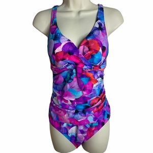 Gottex Women’s one piece swimsuit Colorful Pink Purple and Blue